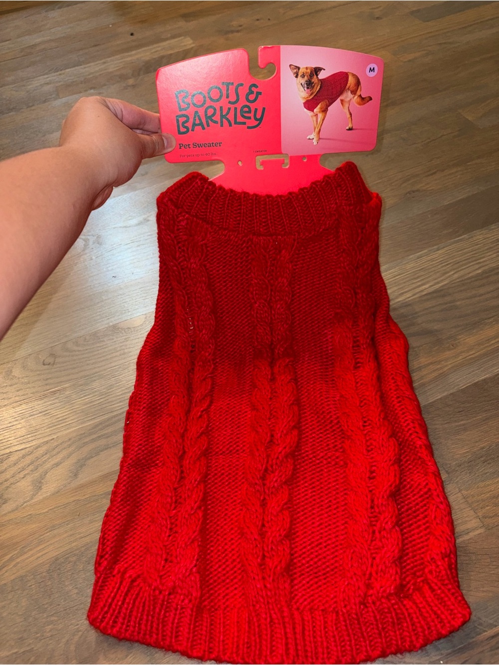 NWT Boots & Barkley Red Cable Knit Pet Sweater Dog Cat Sweater Size M